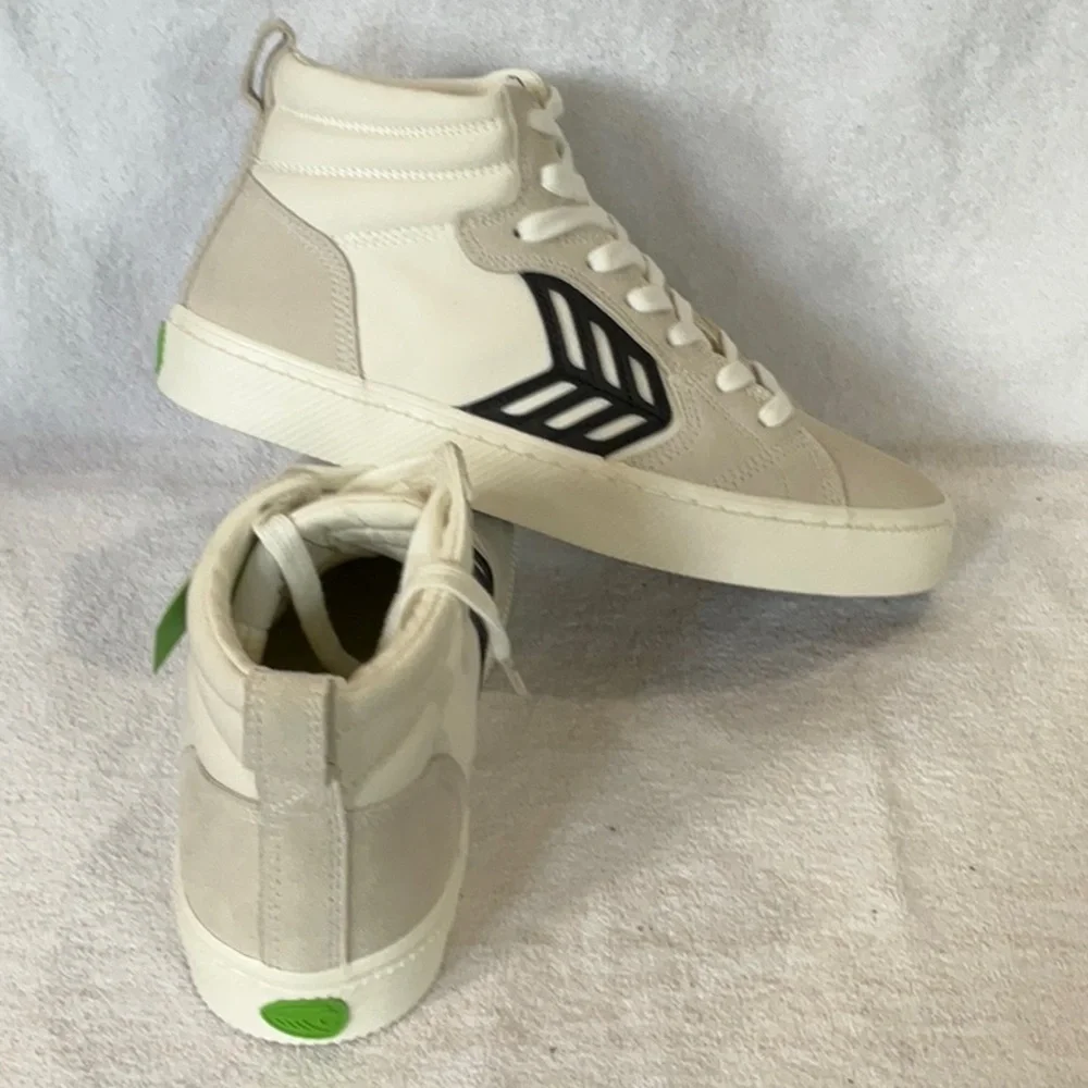 NEW CARIUMA Catiba Pro High Skate Shoe – Off‑White Canvas, Vintage White Suede-8